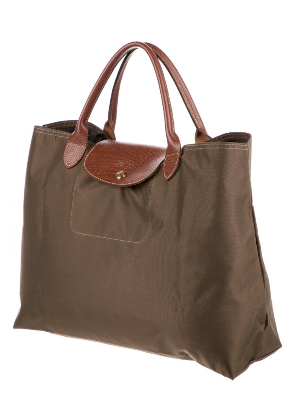 NWOT Longchamp Le Pliage Cabas nylon tote work laptop bag (brown olive green)